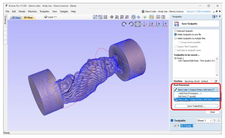 Vortex Tool Graph Software - Vortex Rotary Axis
